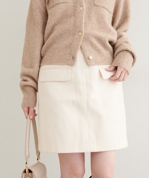 ベージュ コットン混紡 ミニスカート ポケット付き natural couture スカート ポケット付き台形スカート : ZOZOTOWN Yahoo