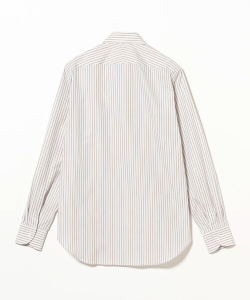BEAMS F（ビームスF） シャツ コットン ベージュストライプ タブカラー
