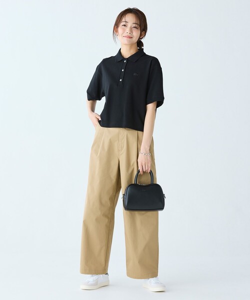 「LACOSTE」 半袖ポロシャツ 36 ブラック レディースの画像