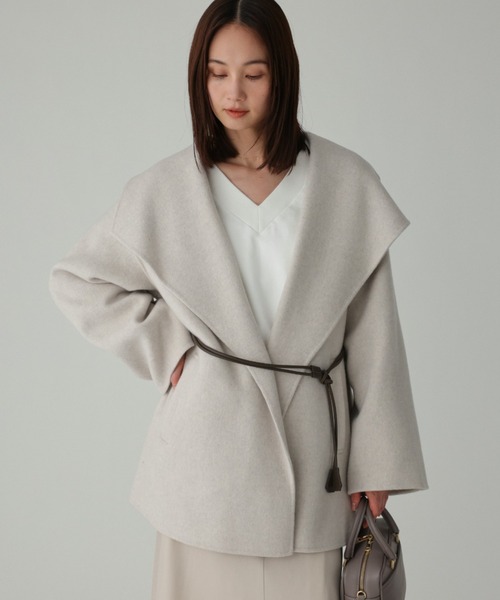 BABYLONE（バビロン） ピーコート pコート ベルト付きリバーショート