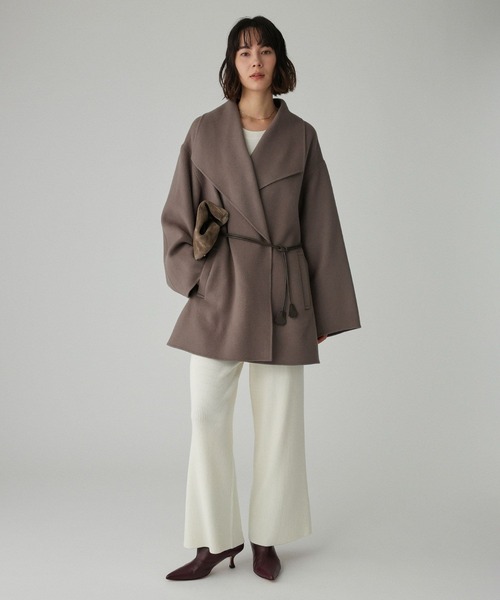 BABYLONE（バビロン） ピーコート pコート ベルト付きリバーショート