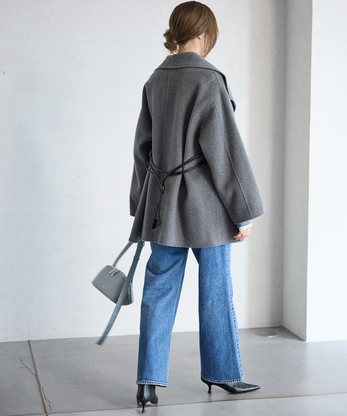 BABYLONE（バビロン） ピーコート pコート ベルト付きリバーショート