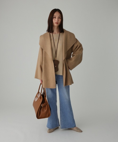 BABYLONE（バビロン） ピーコート pコート ベルト付きリバーショート