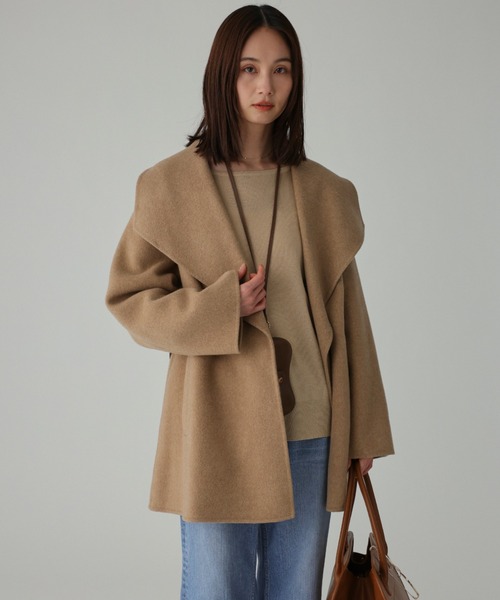 BABYLONE（バビロン） ピーコート pコート ベルト付きリバーショート