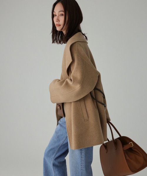 BABYLONE（バビロン） ピーコート pコート ベルト付きリバーショート