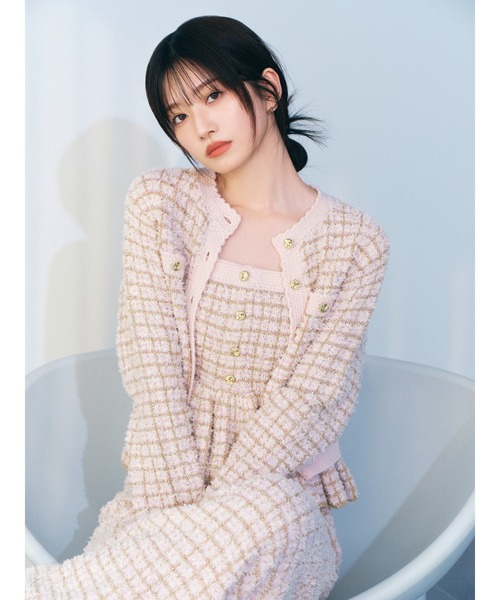 WATA LILY BROWN ツイードニットカーディガン LILY BROWN（リリーブラウン） カーディガン ツイードニット