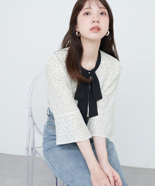 「natural couture」 7分袖ブラウス FREE オフホワイト レディース_画像2