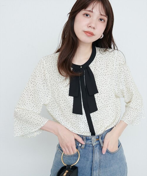 「natural couture」 7分袖ブラウス FREE オフホワイト レディース_画像4