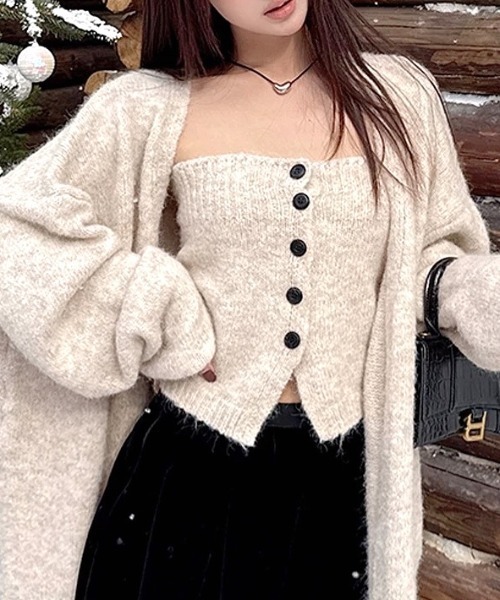 【ぴいさん専用】YAK/ヤク ダブルボタンニットカーディガン　ニットビスチェ YAK/ヤク ダブルボタンニットカーディガン（ニット／セーター）｜NOBLE