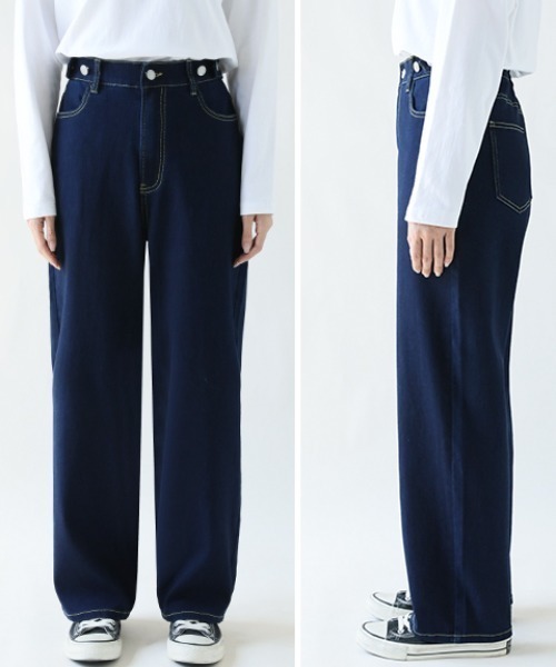 「COCOMOMO」 デニムパンツ L ダークブルー レディース_画像4