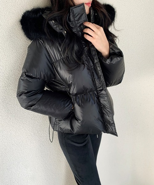 COCOMOMO ダウンコート ダウンジャケット ファーフード中綿ショート