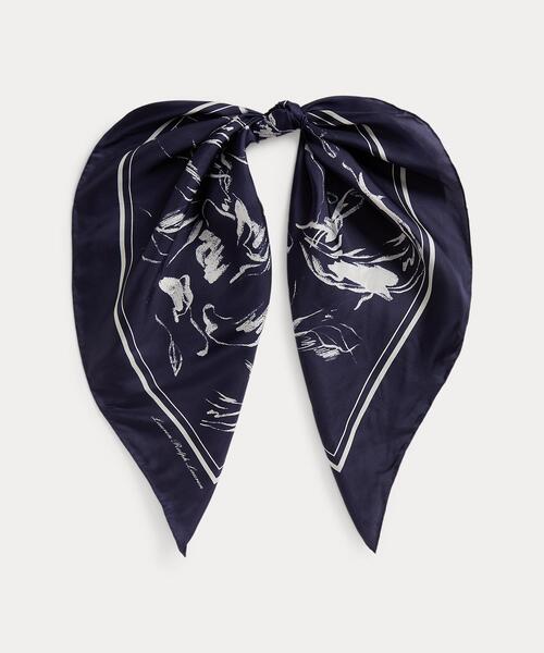 Ralph Lauren 馬とペイズリー柄 シルク ストール 大判 スカーフ② Ralph Lauren 馬とペイズリー柄 シルク ストール 大判 スカーフ②