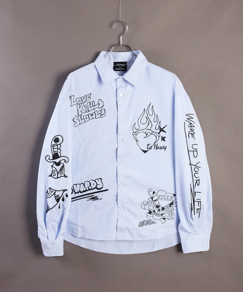 「Ed Hardy」 長袖シャツ L ホワイト メンズ_画像4