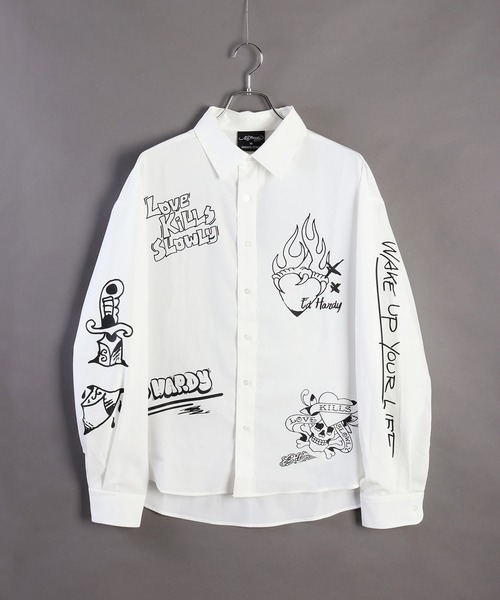 「Ed Hardy」 長袖シャツ L ホワイト メンズ_画像7