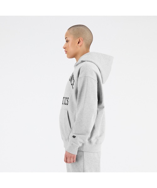 「New Balance」 プルオーバーパーカー LARGE ライトグレー レディース_画像9