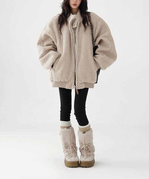 コート アウター スタンドカラーオーバーサイズボアブルゾン