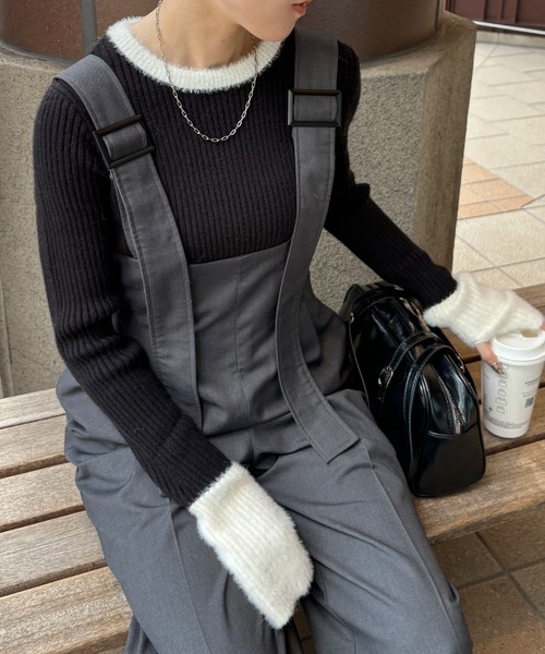 「ISOOK」 長袖ニット FREE チャコールグレー レディース_画像3