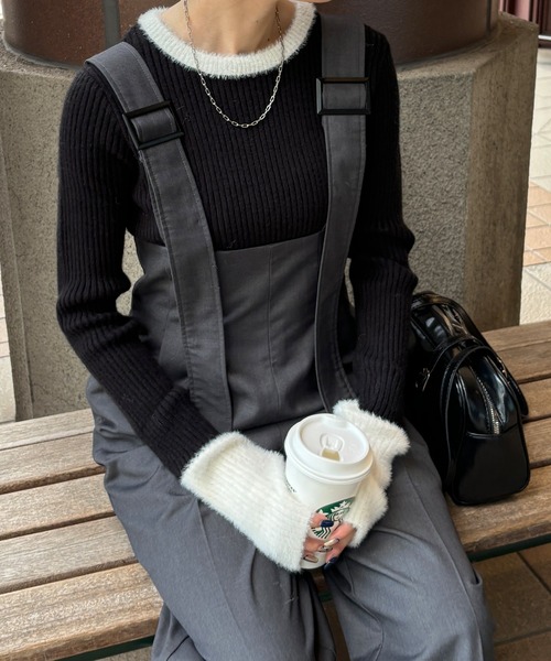 「ISOOK」 長袖ニット FREE チャコールグレー レディース_画像4