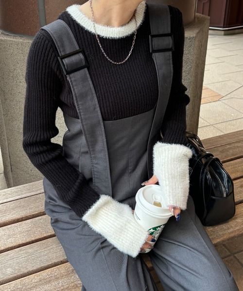 「ISOOK」 長袖ニット FREE チャコールグレー レディース_画像6