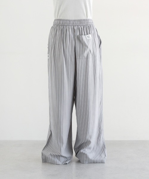 ANME ワイドパンツ パンツ レーヨンストライプイージーワイドパンツ 