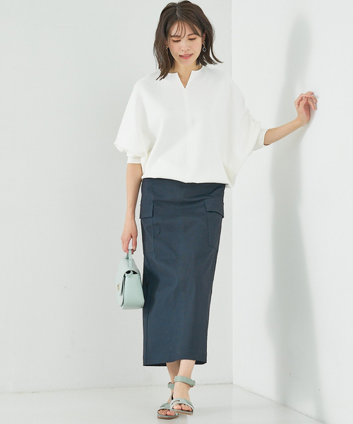 「abahouse mavie」 長袖カットソー フリー セージグリーン レディース_画像4