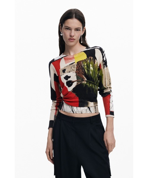 「Desigual」 長袖ニット L ベージュ レディース_画像3