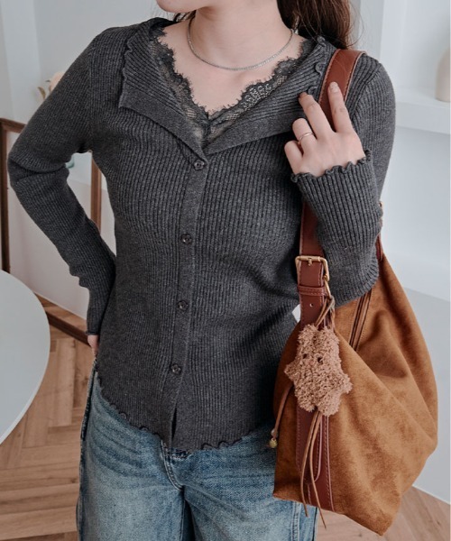 レース襟つきニット プロポーションボディドレッシング PROPORTION BODY DRESSING レース襟