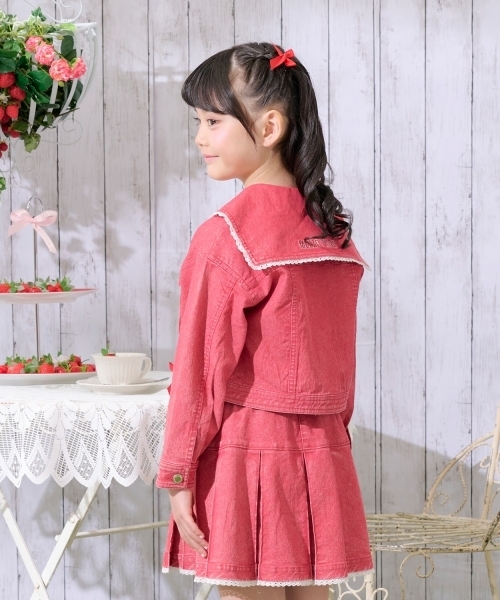 女の子子供服冬物34点まとめ売り！120cm130cm　mezzo piano他 mezzo piano デニムジャケット アウター セーラーカラー Gジャン