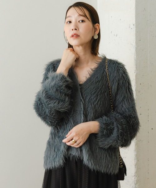 「F by ROSSO」 ニットカーディガン FREE ベージュ レディース_画像2