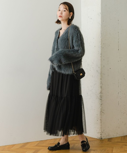 「F by ROSSO」 ニットカーディガン FREE ベージュ レディース_画像4