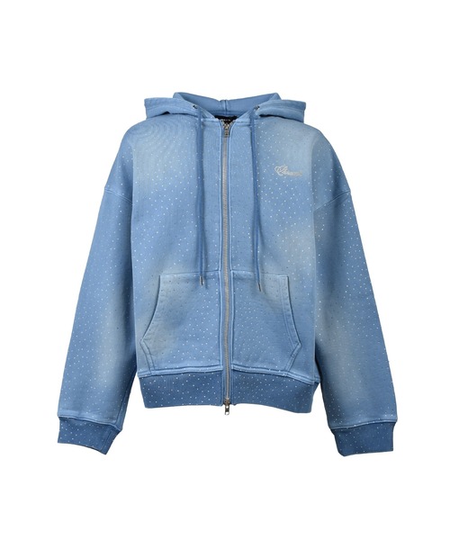 BREATH パーカー SCRIPT LOGO FADE RHINESTONE ZIP UP HOODIE メンズ