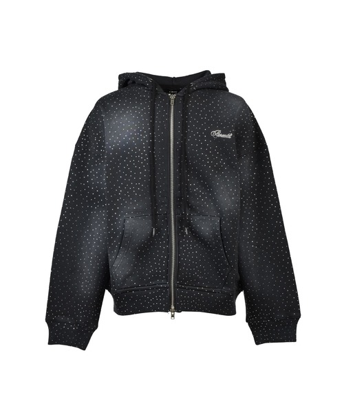 BREATH パーカー SCRIPT LOGO FADE RHINESTONE ZIP UP HOODIE メンズ