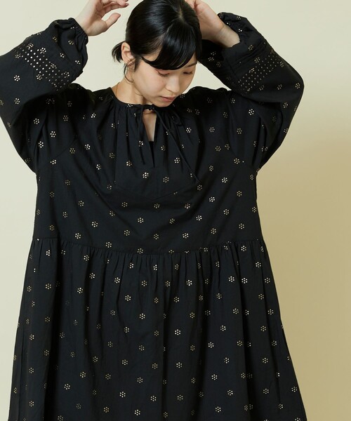 「Freada」 長袖ワンピース ONE SIZE ブラック レディース_画像2