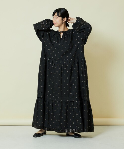 「Freada」 長袖ワンピース ONE SIZE ブラック レディース_画像9