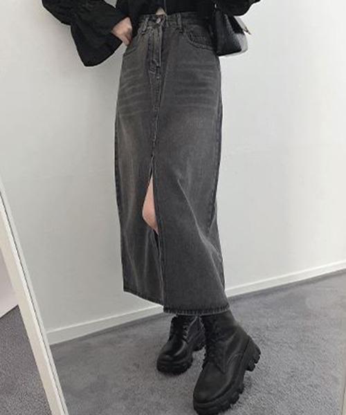「me+em select」 デニムスカート LARGE ライトブルー レディース_画像5