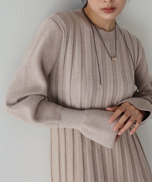 「J by blue」 ニットワンピース MEDIUM ベージュ レディース_画像4