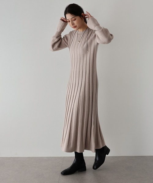 「J by blue」 ニットワンピース MEDIUM ベージュ レディース_画像8