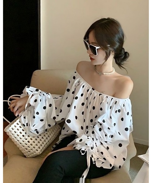 inst.ALL ブラウス シャツ ドット柄オフショルブラウス レディース 