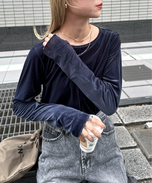 「feepur」 長袖カットソー MEDIUM グレー レディース_画像2