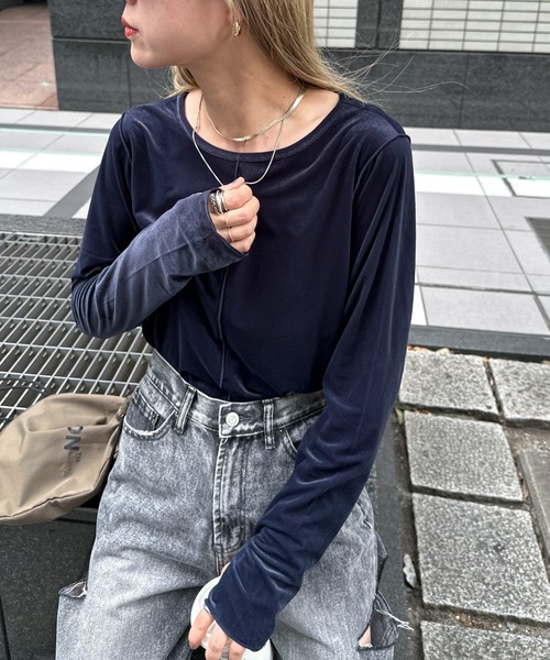 「feepur」 長袖カットソー MEDIUM グレー レディース_画像3