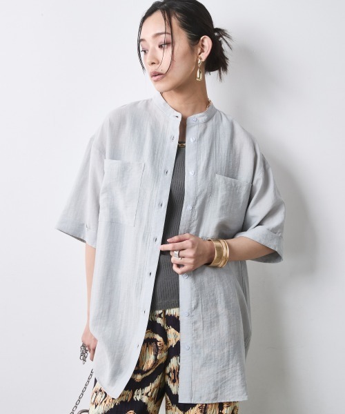 美品✨大きいサイズ✨マレーラ　ゆったり　リネンシャツ　チュニック　42 CHIC STYLE（シックスタイル） リネンシャツ ブラウス シャツ 夏 半袖