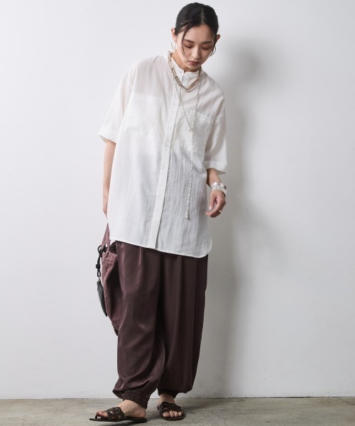 CHIC STYLE（シックスタイル） ブラウス シャツ 夏 半袖 レーヨン麻