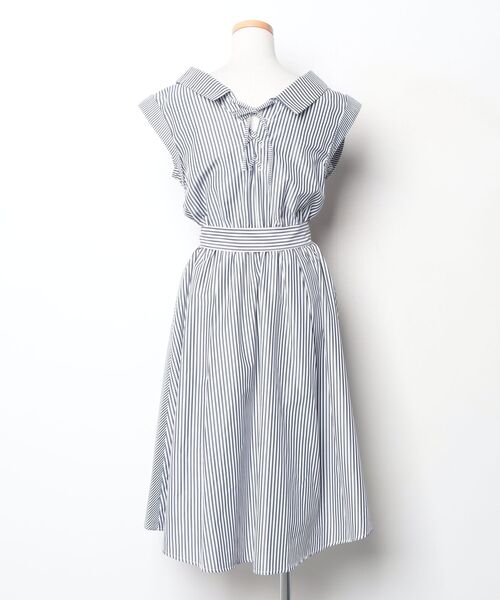 「WILLSELECTION」 ストライプ柄シャツワンピース M ネイビー レディース_画像2