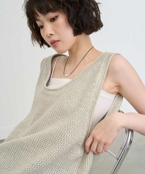 NUJOH ベスト ジレ Mesh Knit Sleeveless Vest / メッシュニット