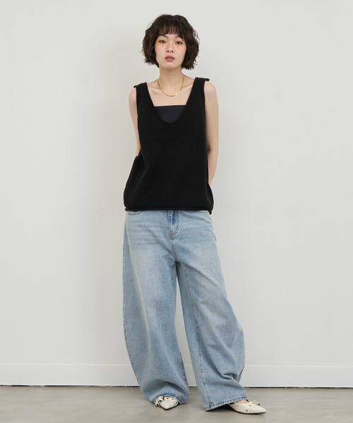 NUJOH ベスト ジレ Mesh Knit Sleeveless Vest / メッシュニット