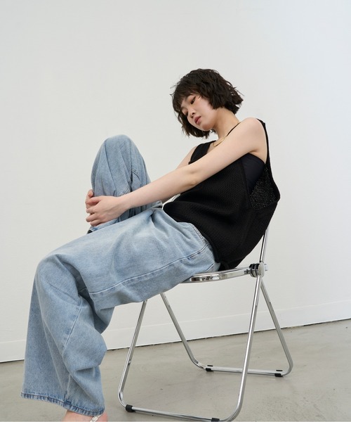 NUJOH ベスト ジレ Mesh Knit Sleeveless Vest / メッシュニット