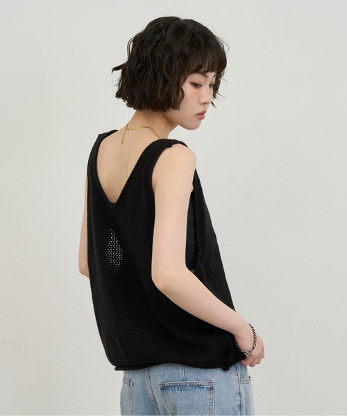 NUJOH ベスト ジレ Mesh Knit Sleeveless Vest / メッシュニット