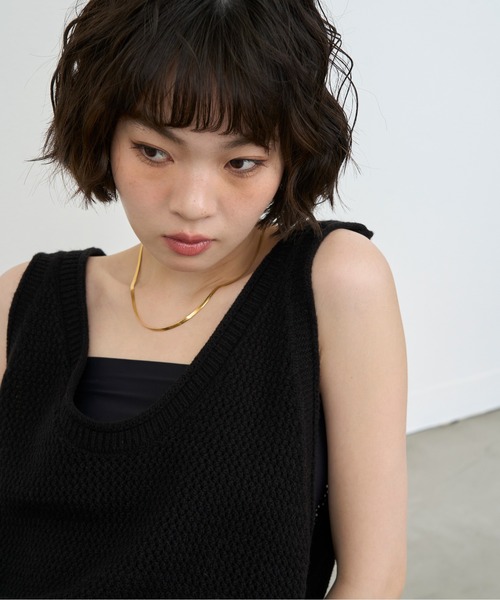 NUJOH ベスト ジレ Mesh Knit Sleeveless Vest / メッシュニット