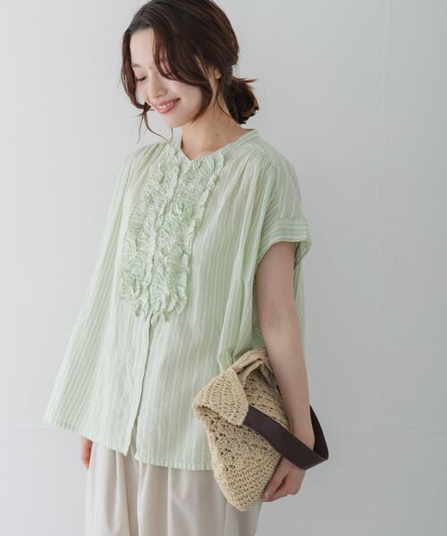 URBAN RESEARCH Sonny Label ブラウス シャツ ドビーストライプフリル