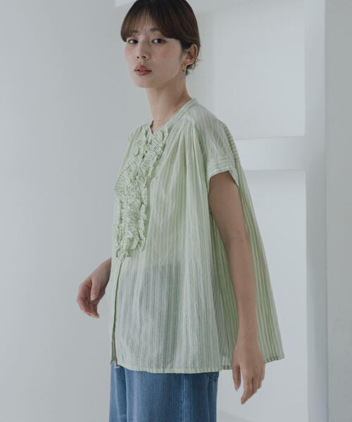 URBAN RESEARCH Sonny Label ブラウス シャツ ドビーストライプフリル 